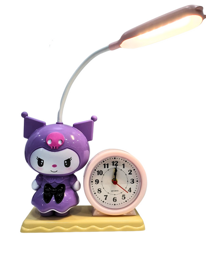 Cutest 2-in-1 Kuromi Desktop LED Lamp Cum Watch for Kids Bedroom, Birthday Return Gift Idea (Pack of 01)
