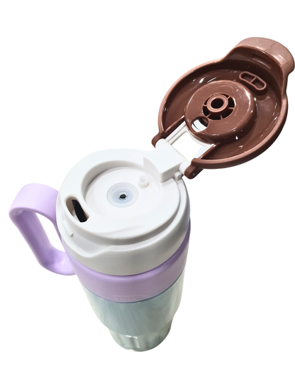 750ml Insulated Water Bottle (Pastel Pink & Light Blue) - Hot & Cold Double Wall Tumbler with Handle, Straw & Spout Lid for Gym, Office, Travel by KATTY MAO My First Best Friend