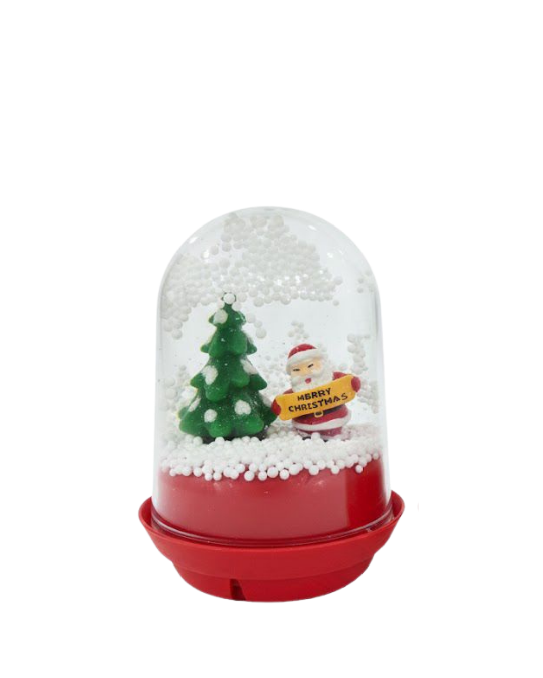 Christmas Snow Globe with Santa Claus Scene, Holiday Water Globe Decoration with Red Base, Winter Wonderland Snowglobe with Christmas Tree and MERRRY Christmas (3)