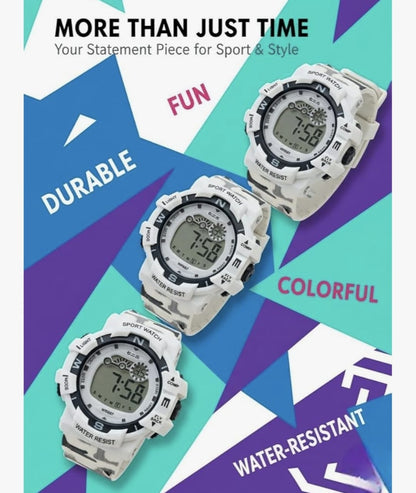 Katty Mao Digital Sports Watch, Pink, LCD Display, Water Resistant, Round Shape, Multiple Sports Modes, Electronic Wristwatch for Kids, Men, Women, 4.5x4.5x1.2 cm by Katty Mao