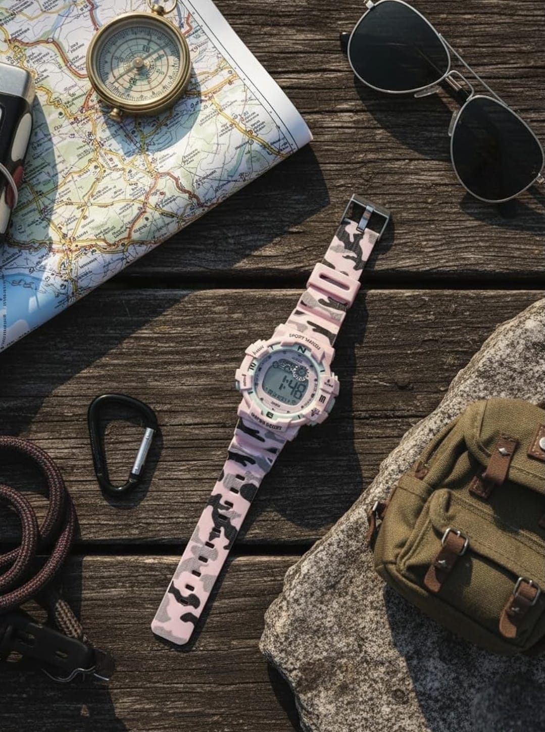 Katty Mao Digital Sports Watch, Pink, LCD Display, Water Resistant, Round Shape, Multiple Sports Modes, Electronic Wristwatch for Kids, Men, Women, 4.5x4.5x1.2 cm by Katty Mao