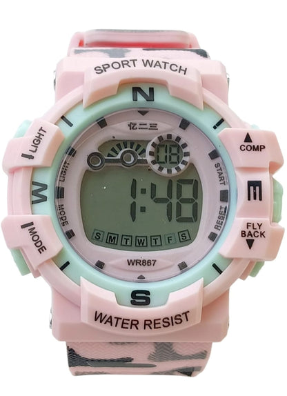 Katty Mao Digital Sports Watch, Pink, LCD Display, Water Resistant, Round Shape, Multiple Sports Modes, Electronic Wristwatch for Kids, Men, Women, 4.5x4.5x1.2 cm by Katty Mao