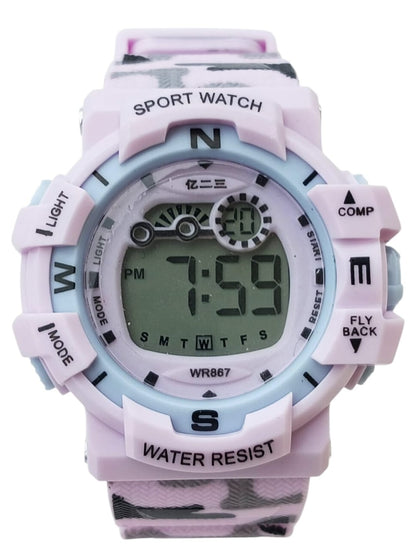 Katty Mao Digital Sports Watch, Pink, LCD Display, Water Resistant, Round Shape, Multiple Sports Modes, Electronic Wristwatch for Kids, Men, Women, 4.5x4.5x1.2 cm by Katty Mao
