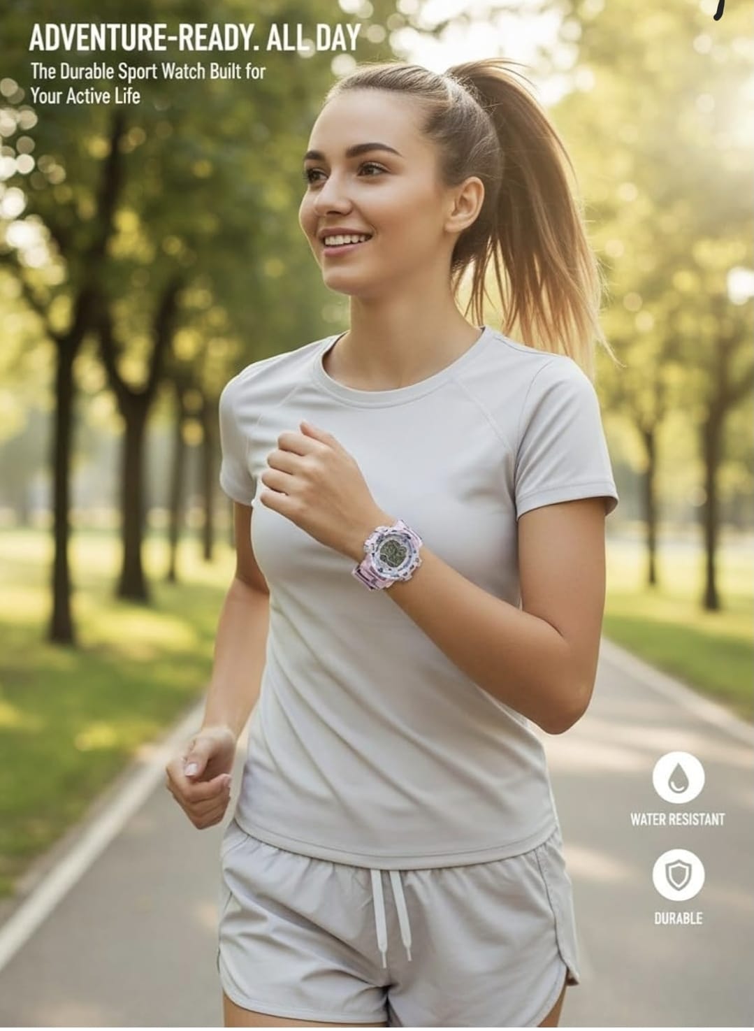 Katty Mao Digital Sports Watch, Pink, LCD Display, Water Resistant, Round Shape, Multiple Sports Modes, Electronic Wristwatch for Kids, Men, Women, 4.5x4.5x1.2 cm by Katty Mao