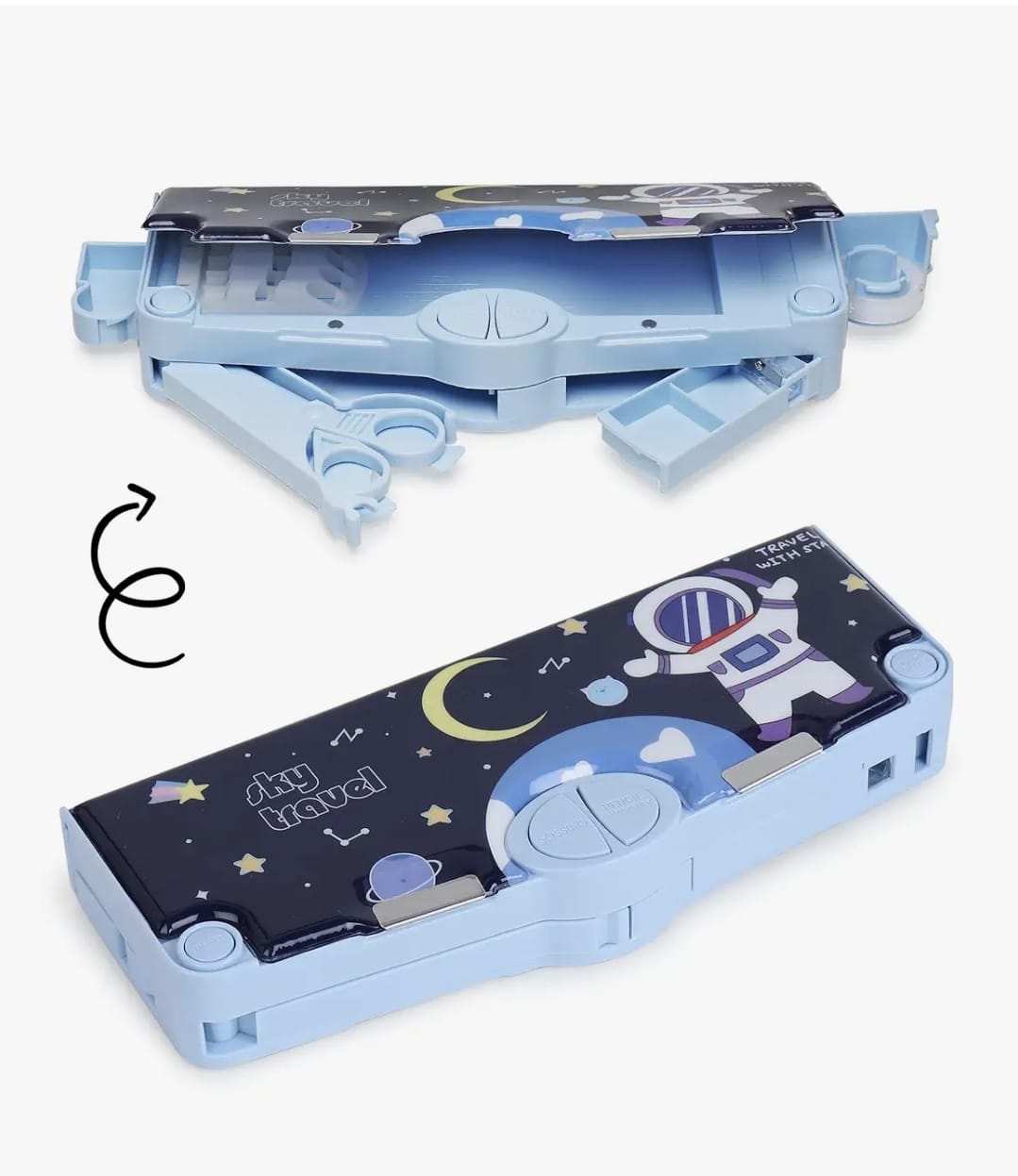 KATTY MAO My First Best Friend Space Astronaut Pencil Case, Multi-Compartment Storage Box with Partition Design, Navy Blue