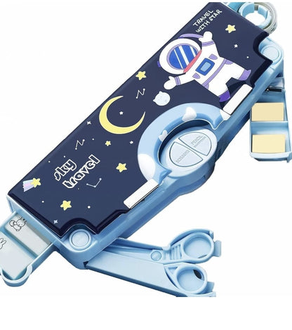 KATTY MAO My First Best Friend Space Astronaut Pencil Case, Multi-Compartment Storage Box with Partition Design, Navy Blue