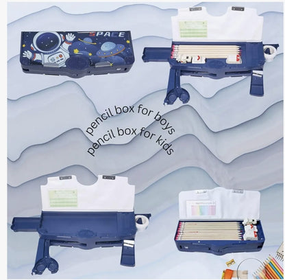 KATTY MAO My First Best Friend Space Astronaut Pencil Case, Multi-Compartment Storage Box with Partition Design (Ocean Blue)