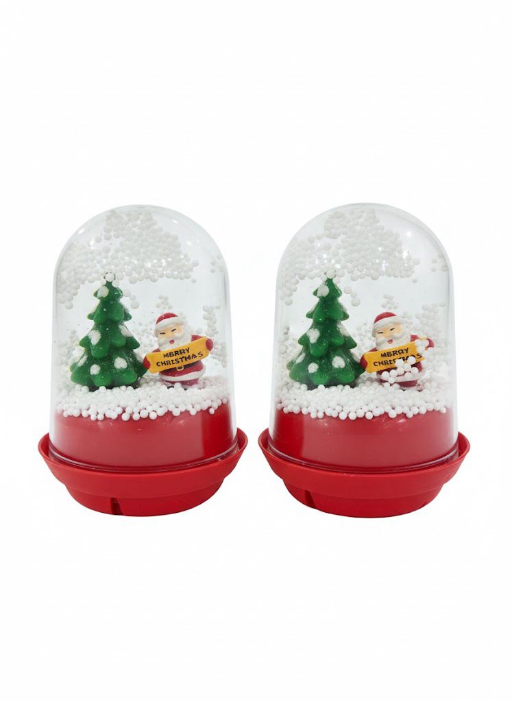 Christmas Snow Globe with Santa Claus Scene, Holiday Water Globe Decoration with Red Base, Winter Wonderland Snowglobe with Christmas Tree and MERRRY Christmas (3)