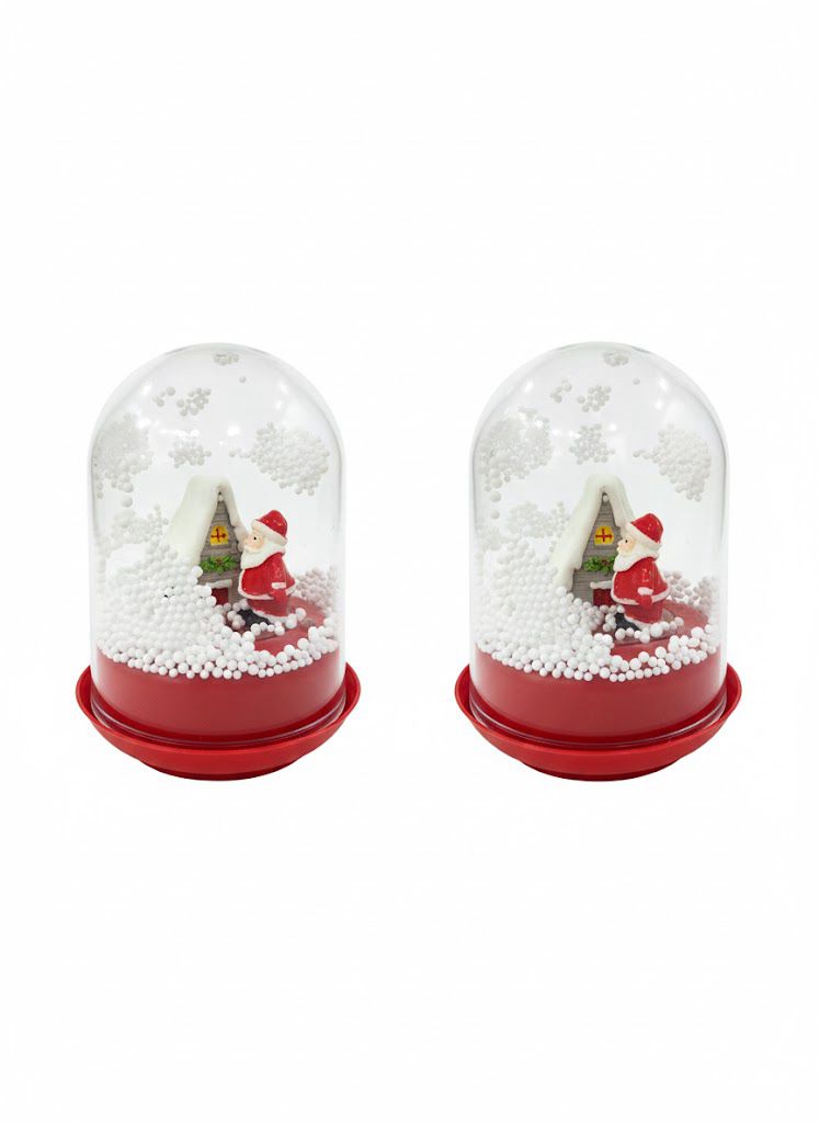 Christmas Snow Globe with Santa Claus Scene, Holiday Water Globe Decoration with Red Base, Winter Wonderland Snowglobe with Christmas Tree and MERRRY Christmas (3)
