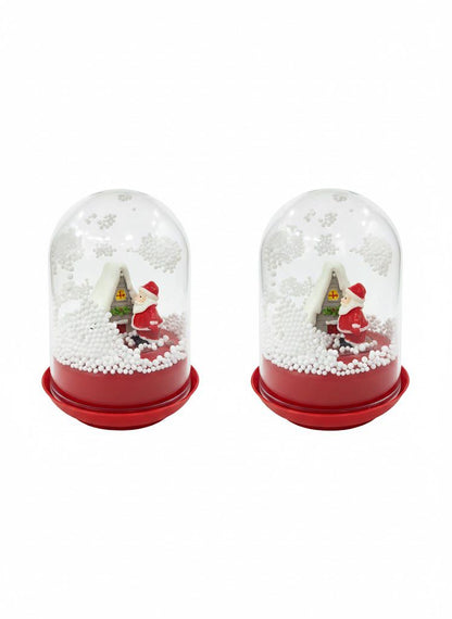 Christmas Snow Globe with Santa Claus Scene, Holiday Water Globe Decoration with Red Base, Winter Wonderland Snowglobe with Christmas Tree and MERRRY Christmas (3)