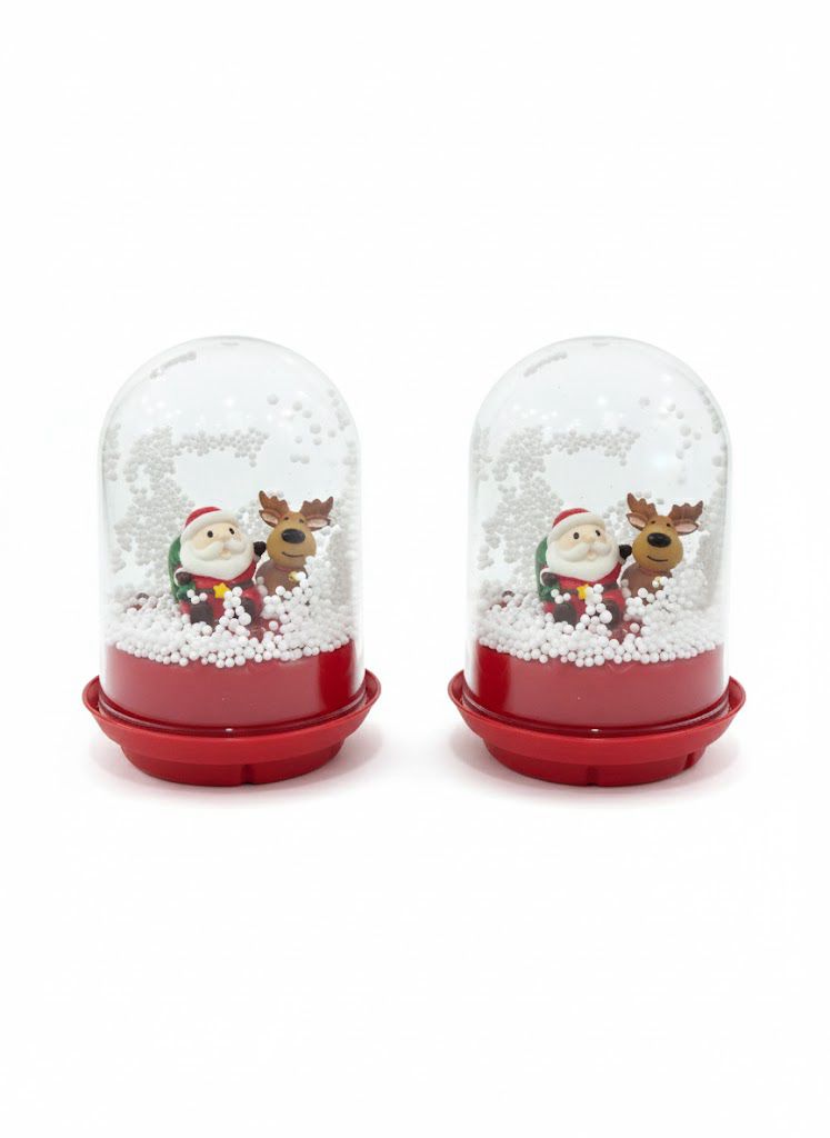 Christmas Snow Globe with Santa Claus Scene, Holiday Water Globe Decoration with Red Base, Winter Wonderland Snowglobe with Christmas Tree and MERRRY Christmas (3)