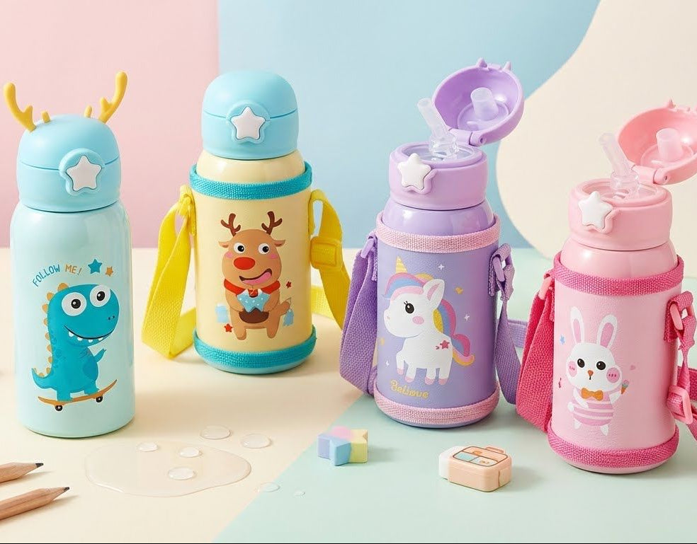 450ml | Pastel Dream | Kids Water Bottle | Cute Prints | Leak-Proof Design.