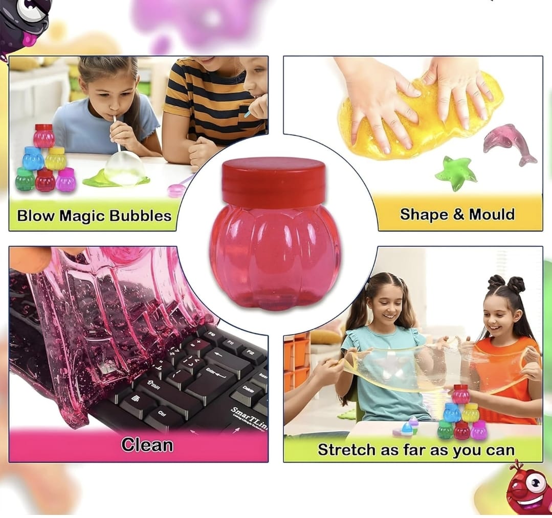 Slime Jars Set | Multicolor | Glitter Slime | Containers | Kids Sensory Play Toy.