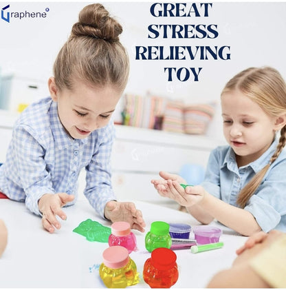 Slime Jars Set | Multicolor | Glitter Slime | Containers | Kids Sensory Play Toy.