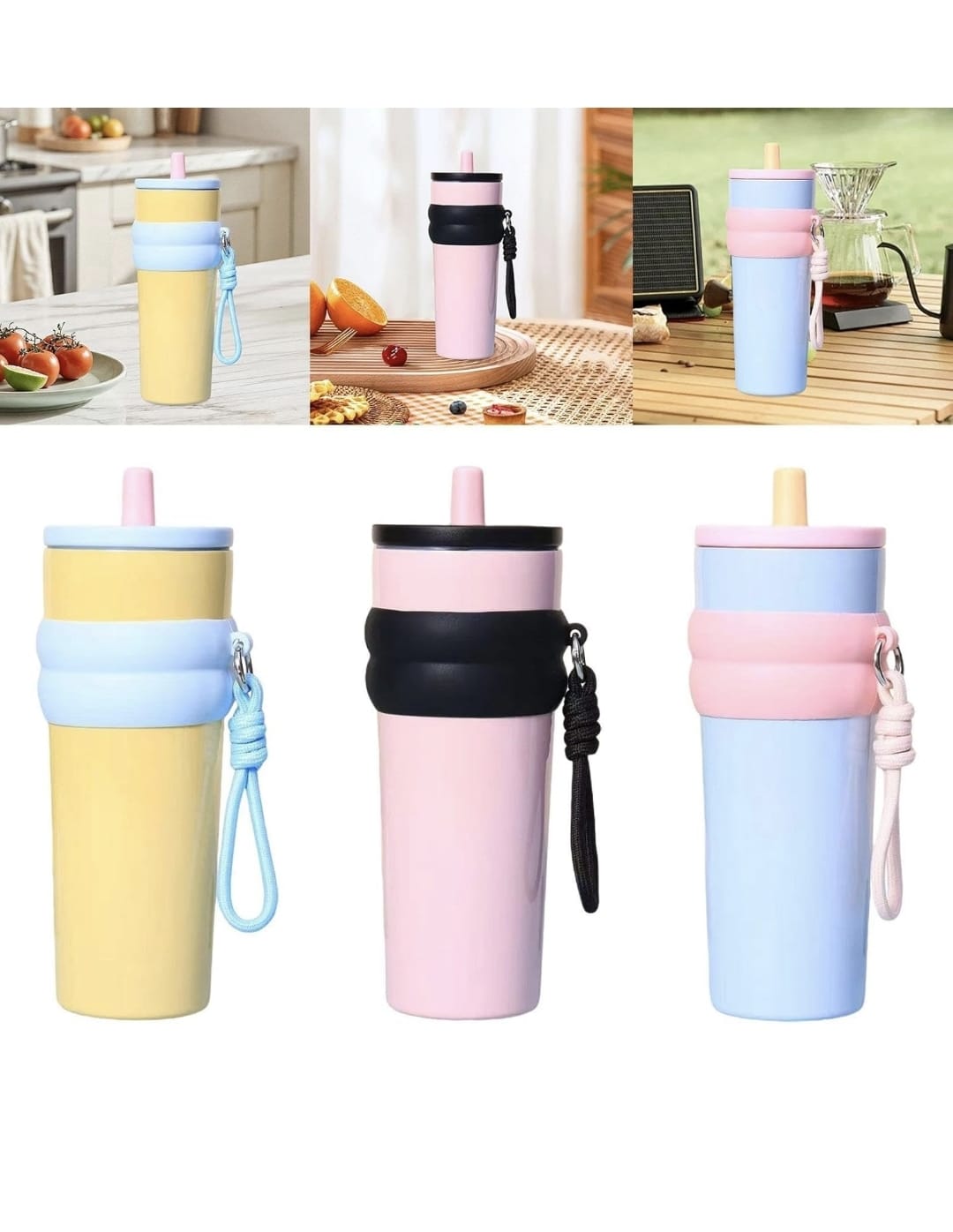 650ml | Insulated Kids | Sipper Bottle | Leak-Proof |  Water Bottle with Carry Strap.