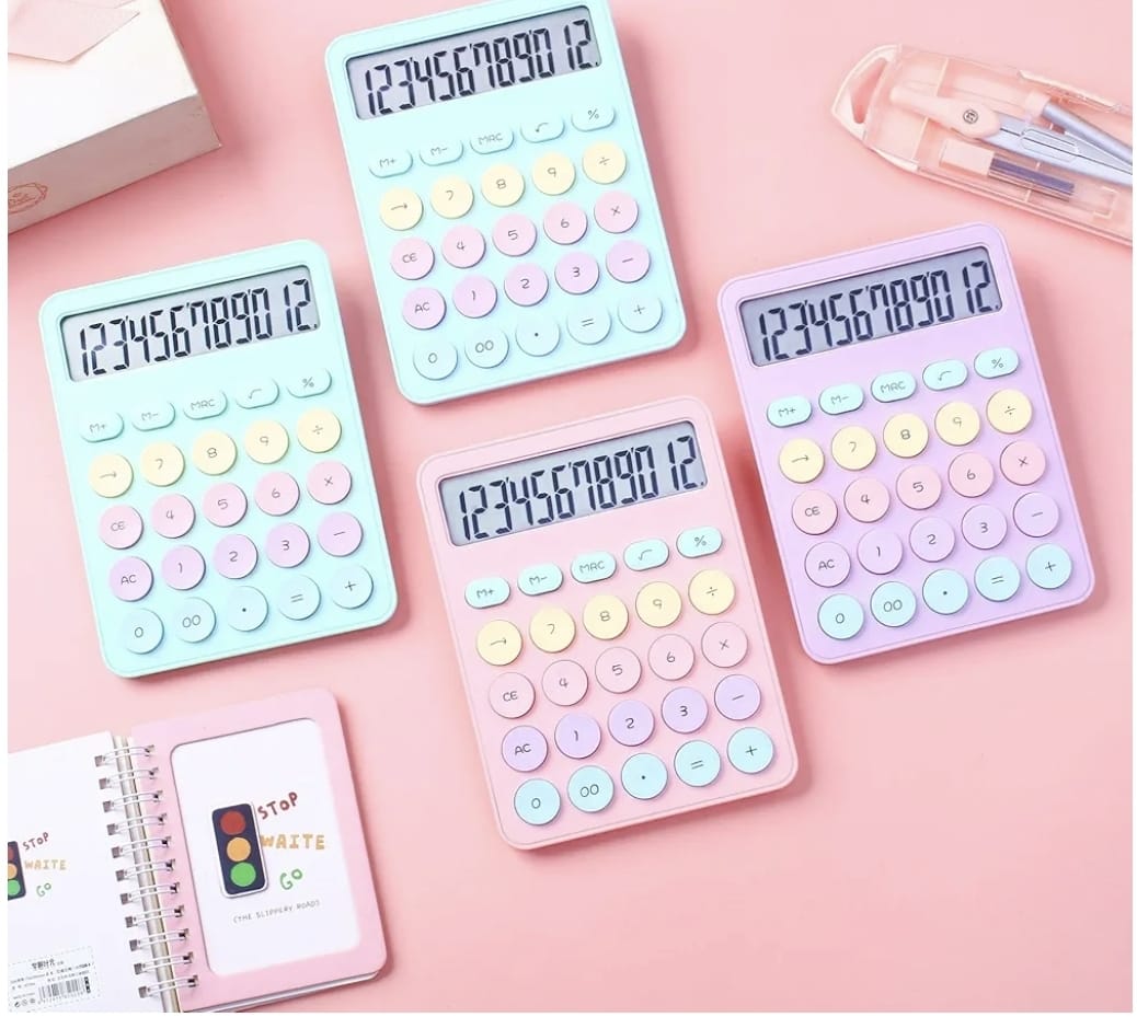 Colorful Calculator | Mechanical Cute|  12 Digit | Large LCD Display | Big Round Button | Easy to Press.