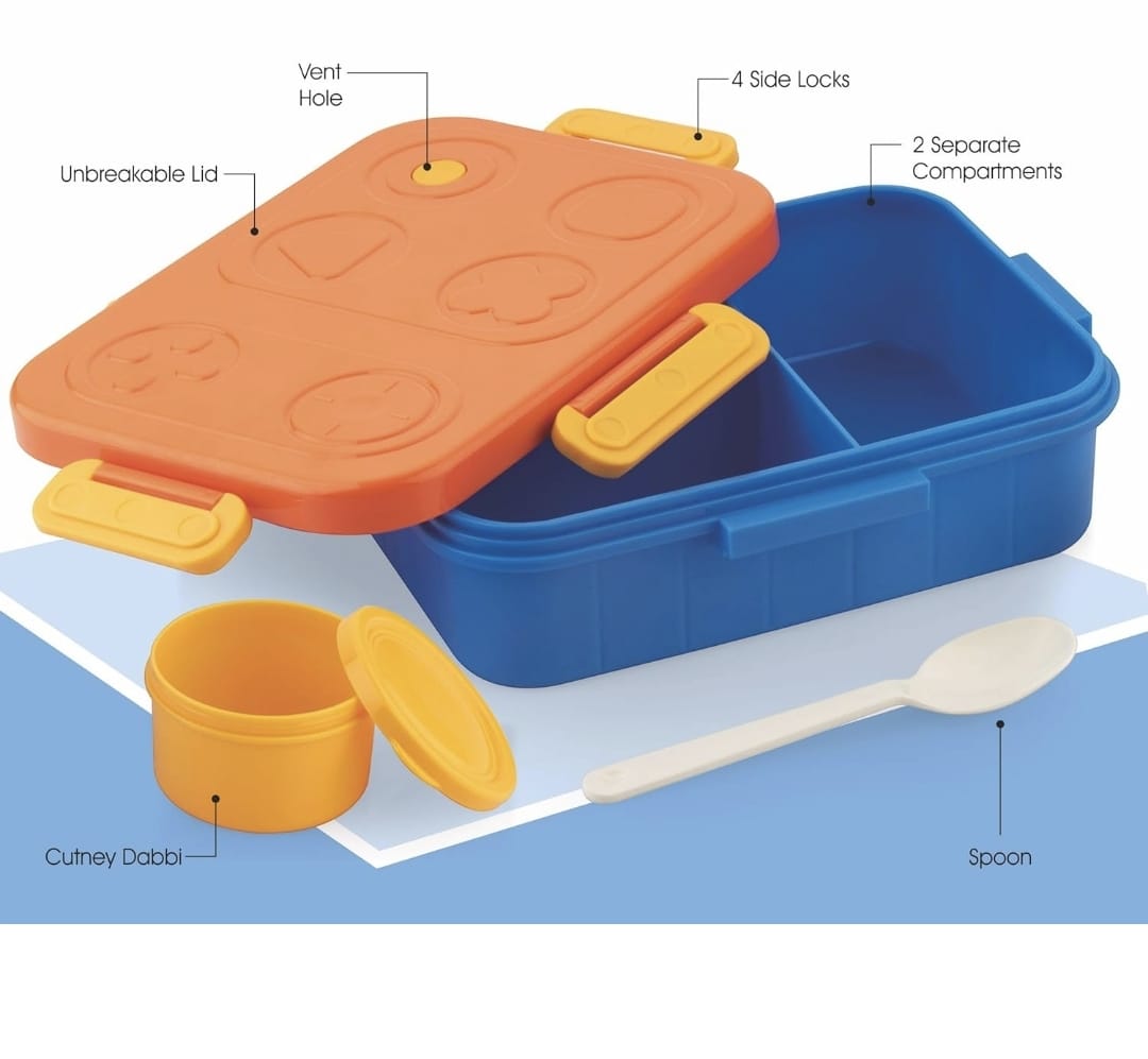Kids Stainless Steel Bento Lunch Box Set with Game Controller Style Lid