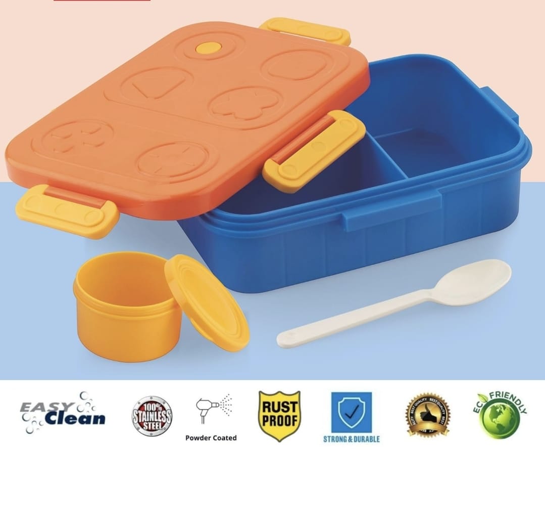 Kids Stainless Steel Bento Lunch Box Set with Game Controller Style Lid