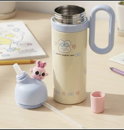 800ml Insulated Water Bottle | Cute Cartoon Design | Leak-Proof Sipper Lid with Handle