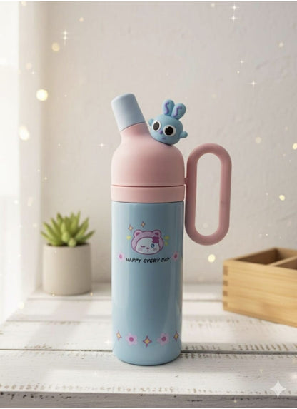 800ml Insulated Water Bottle | Cute Cartoon Design | Leak-Proof Sipper Lid with Handle
