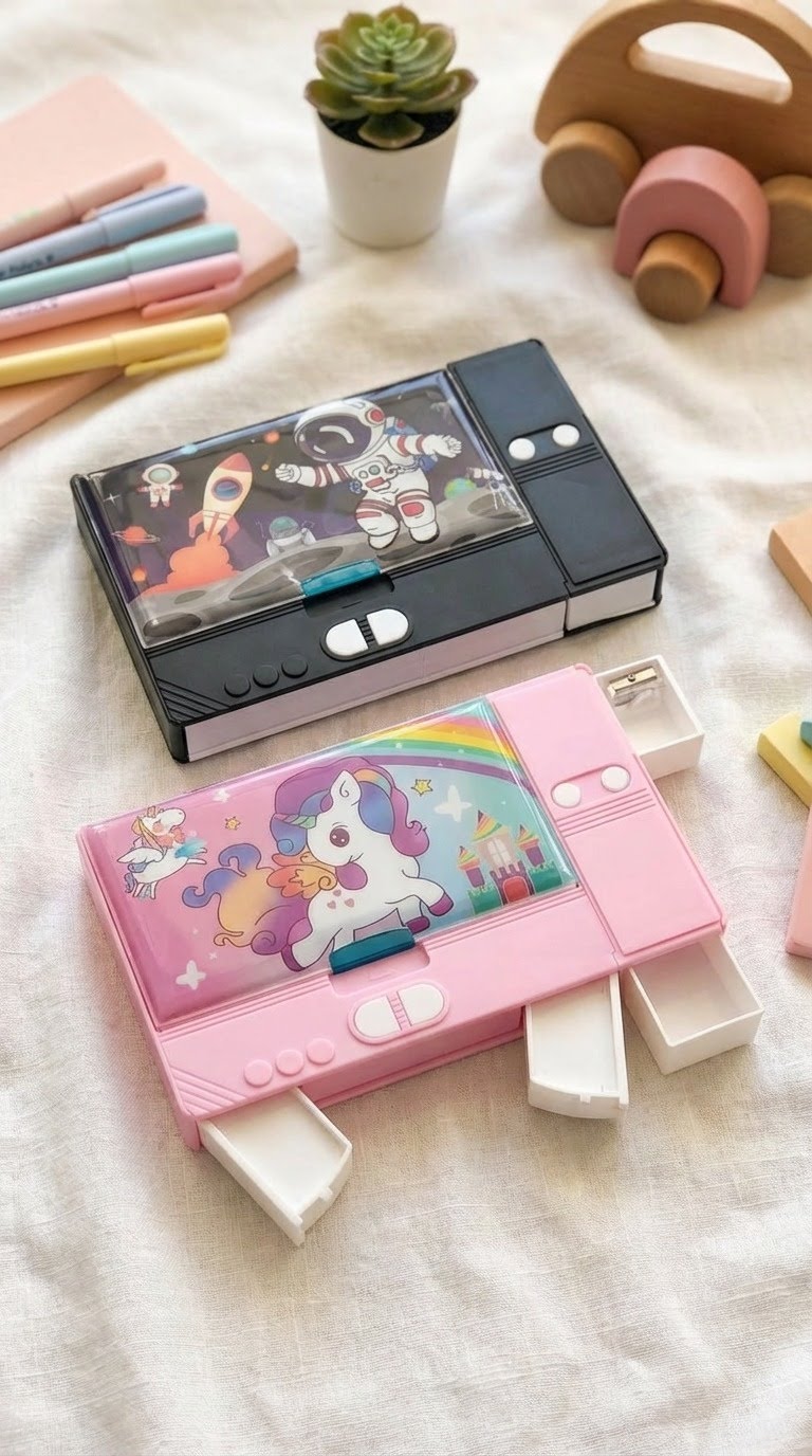 PLASTIC PENCIL BOX FOR KIDS AVAILABLE FOR BOYS AND GIRLS