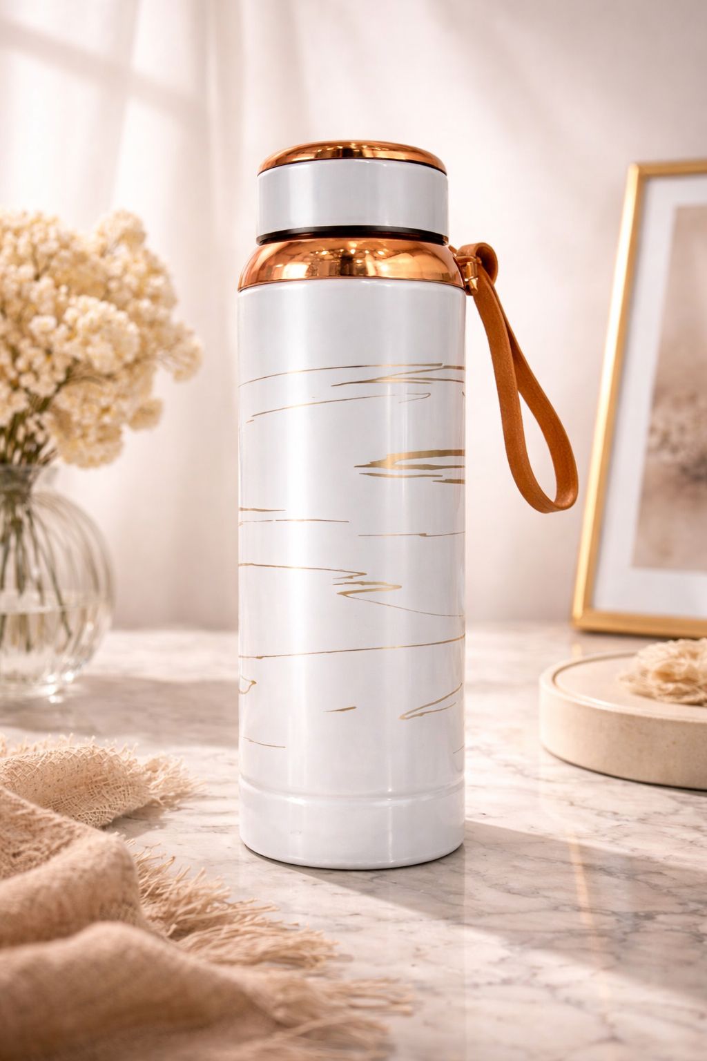Marble print tea infuser bottle | 1 litre | Available in 4 colours