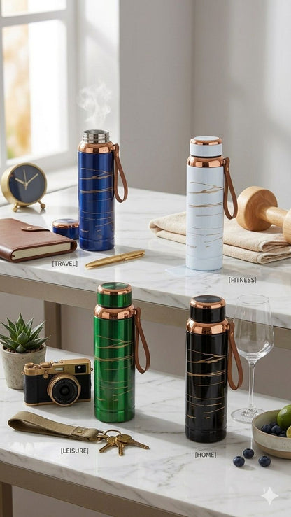 Marble print tea infuser bottle | 1 litre | Available in 4 colours