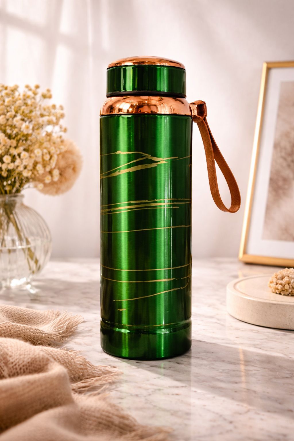 Marble print tea infuser bottle | 1 litre | Available in 4 colours