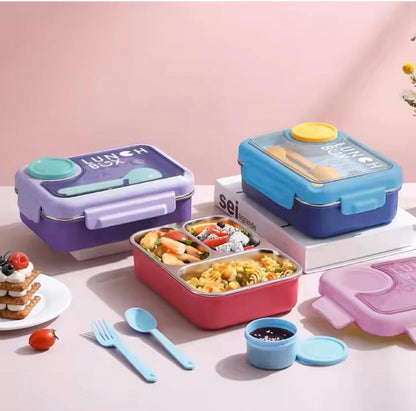 Pastel Kids Stainless Steel Lunch Box 3 compartments