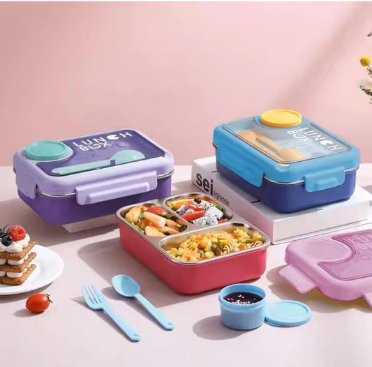 Pastel Kids Stainless Steel Lunch Box 3 compartments