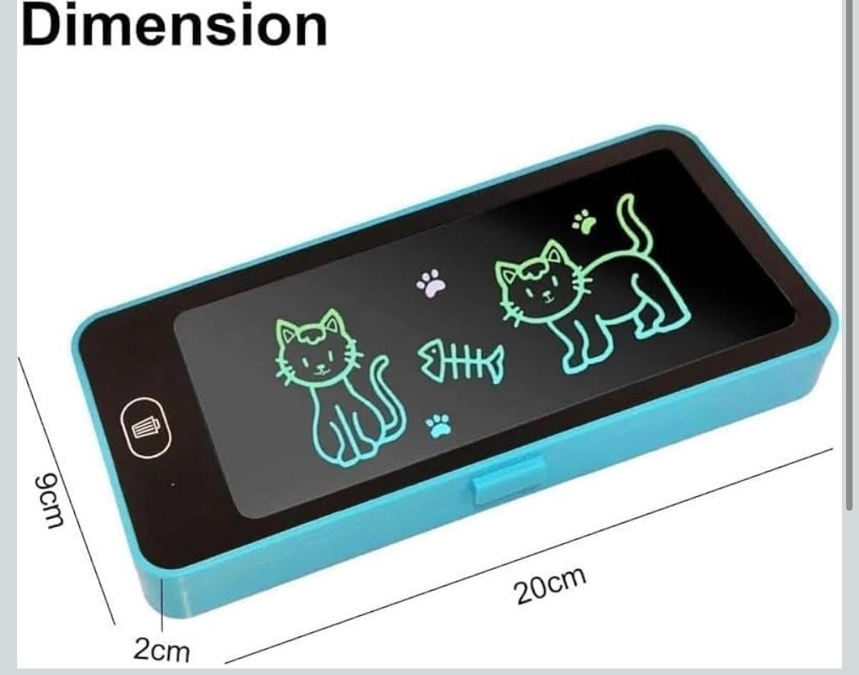 2-in-1 Pencil Box with LCD Writing Pad for Kids, Reusable Digital Drawing Slate & Stationery Box, Doodle & Scribble Gift, Pack of 1