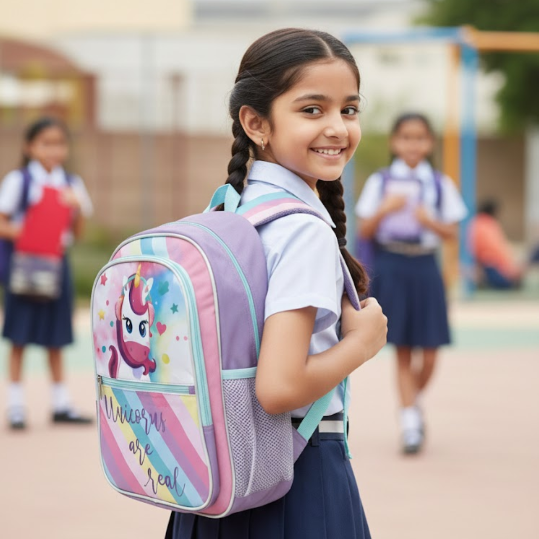 Unicorn & Rainbow Print Bag | Lightweight & Durable | Spacious Compartments