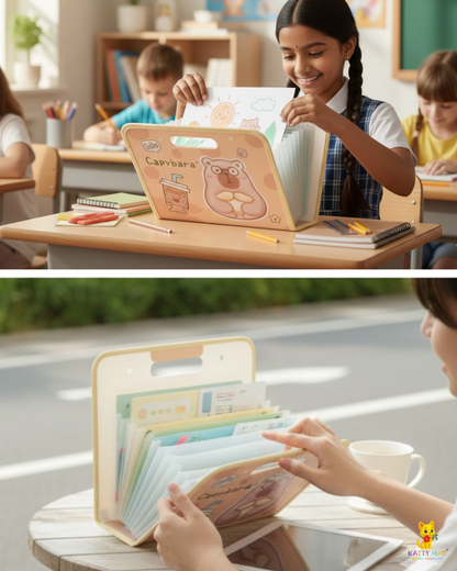 Capybara Expandable Folder | Multi-Pocket | File Organiser with Handle.