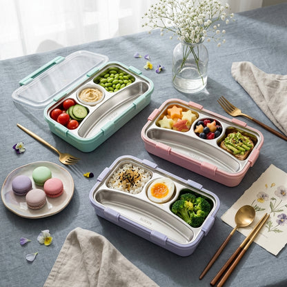 Stainless Steel Lunch Box (4 Compartment, Pastel)