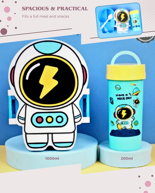 Cartoon Astronaut Lunch Box + Cup Set for kids